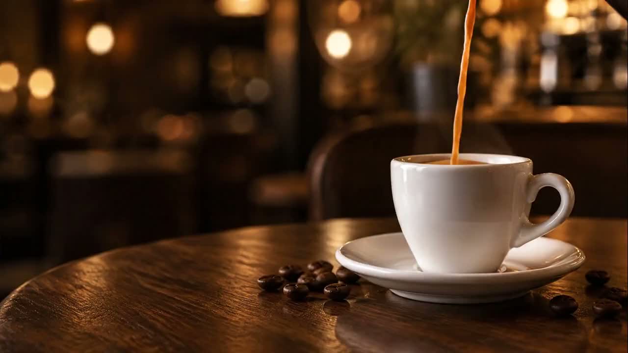 Café sendo despejado na xícara